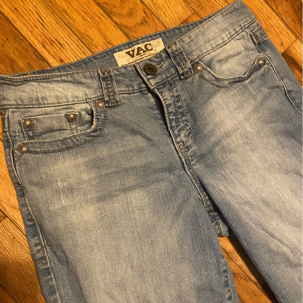 Nine West Vintage America Light Wash Embellished Jeans | Studded Pocket Denim - Picture 4 of 6